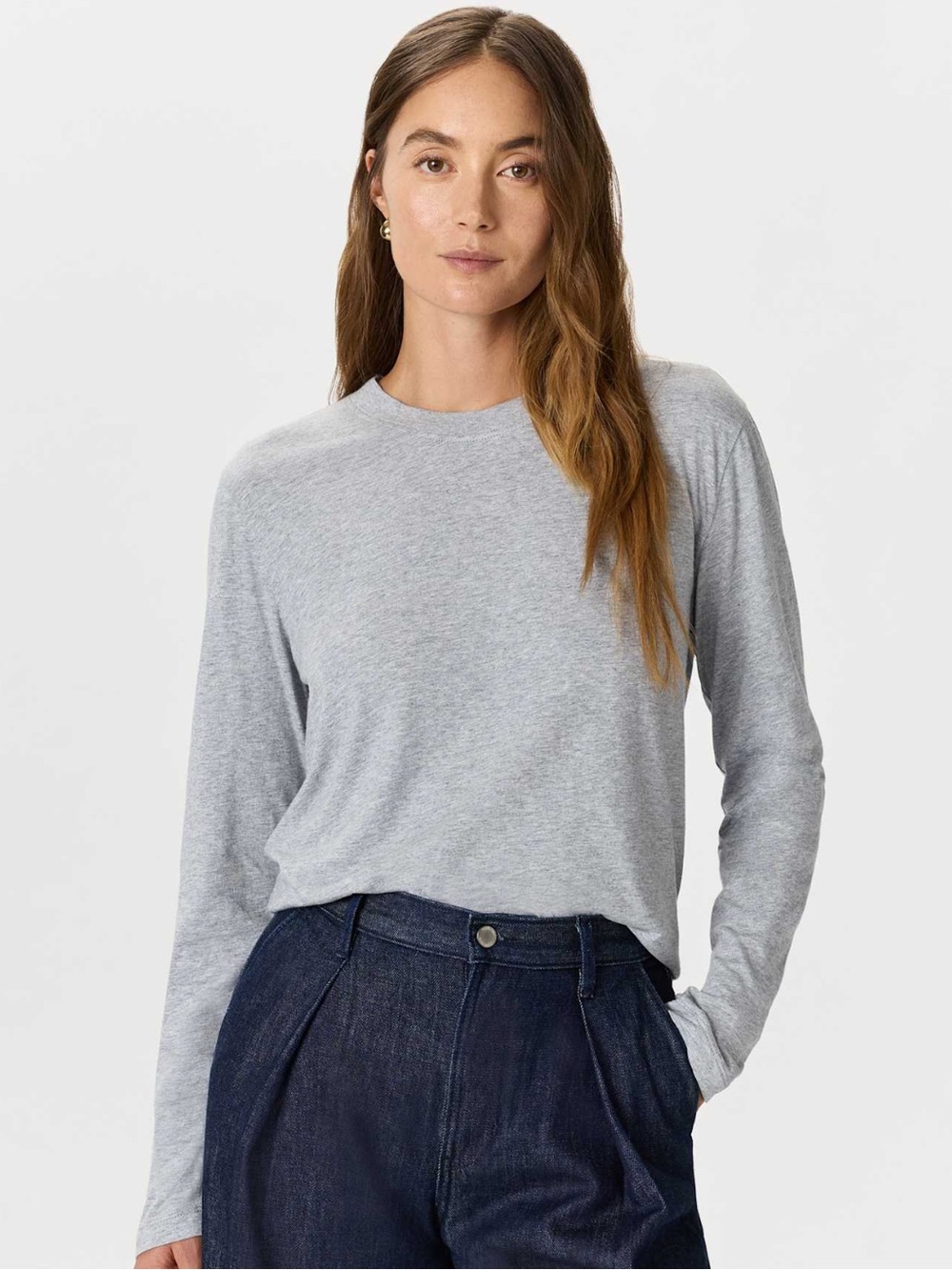 Quince Cotton Modal Relaxed Long Sleeve Tee NEW